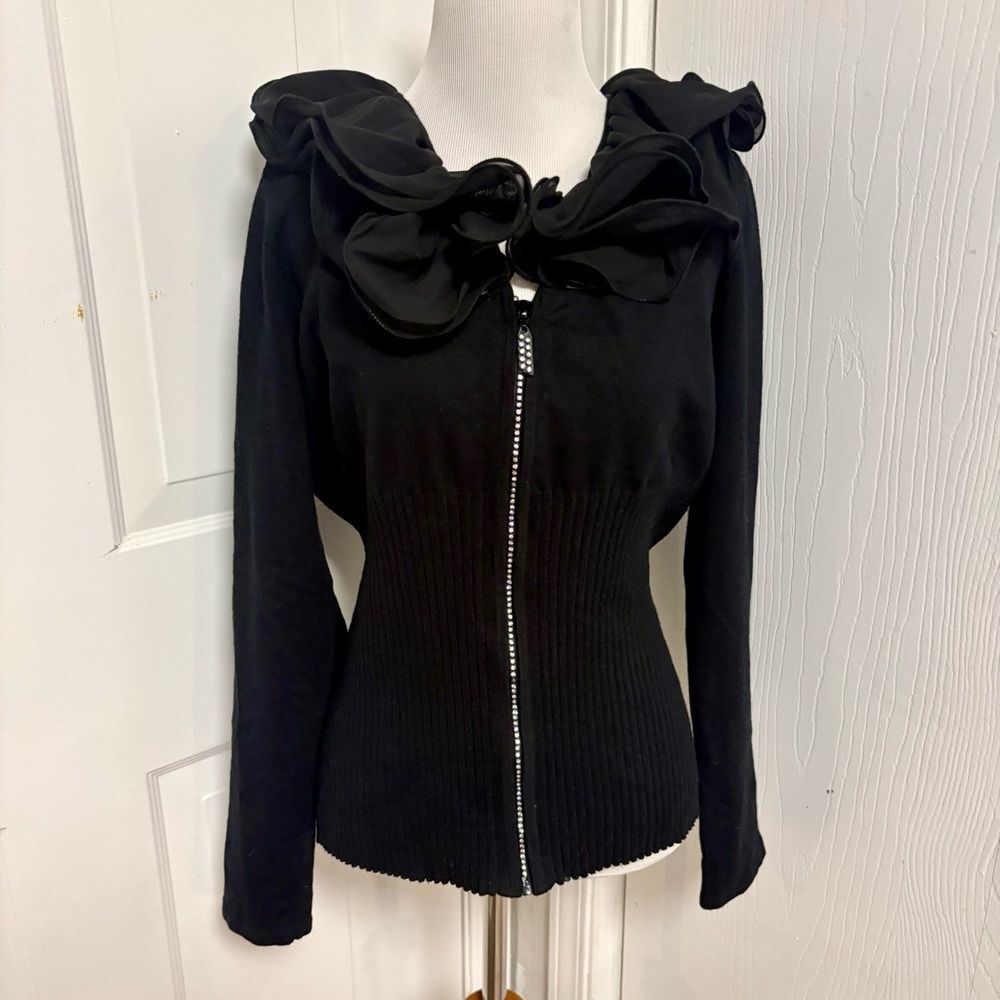 Belldini Ruffle Cardigan Sweater